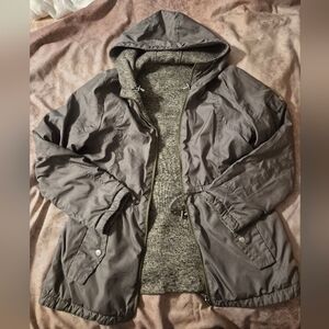 Women's Gray Hooded Raincoat